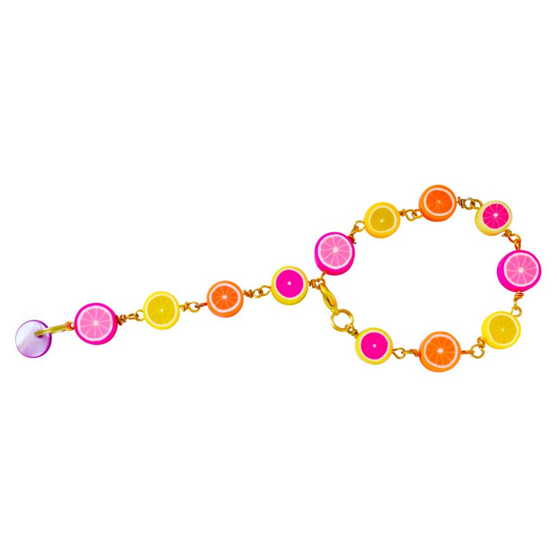 Citrus Bracelet, Lemon Orange Pink Grapefruit Charm Bracelet, Beaded Bracelet | by Ifemi Jewels
