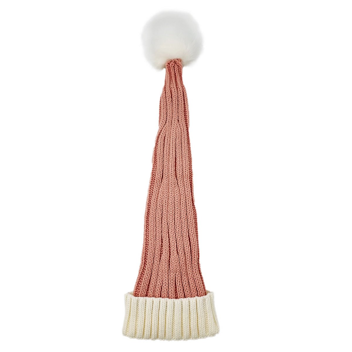 Santa hat - Pink with white brim coarse knit
