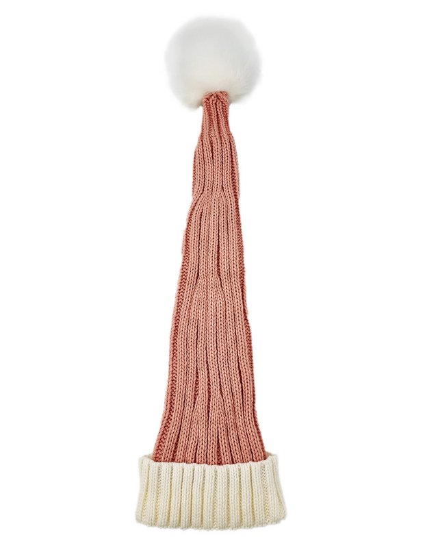 Santa hat - Pink with white brim coarse knit