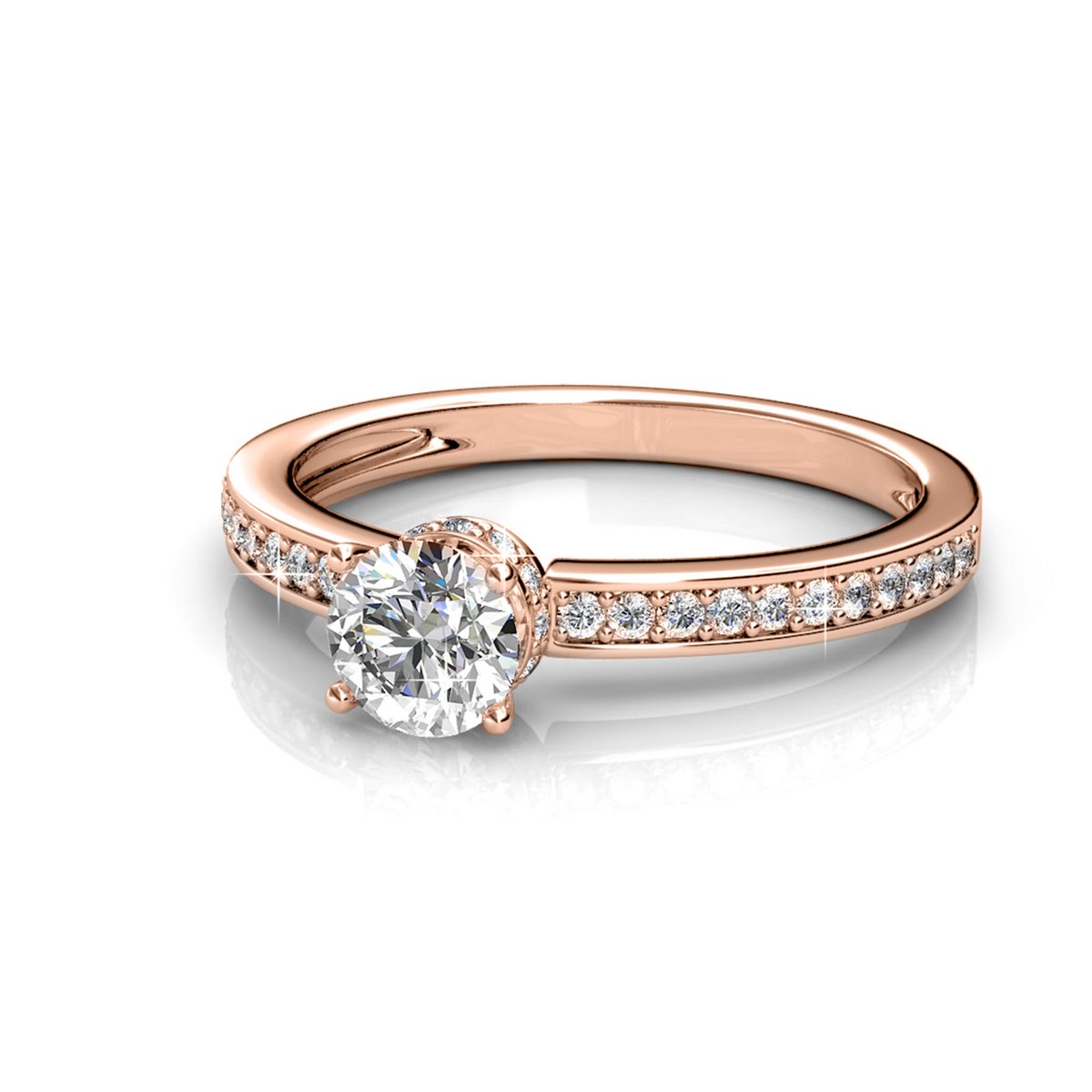 Bague Elise - Or Rosé et Cristal