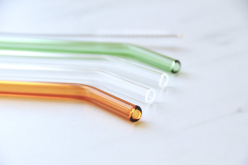 Strohhalme aus Borosilikatglas in gemischten Farben – 4er-Pack