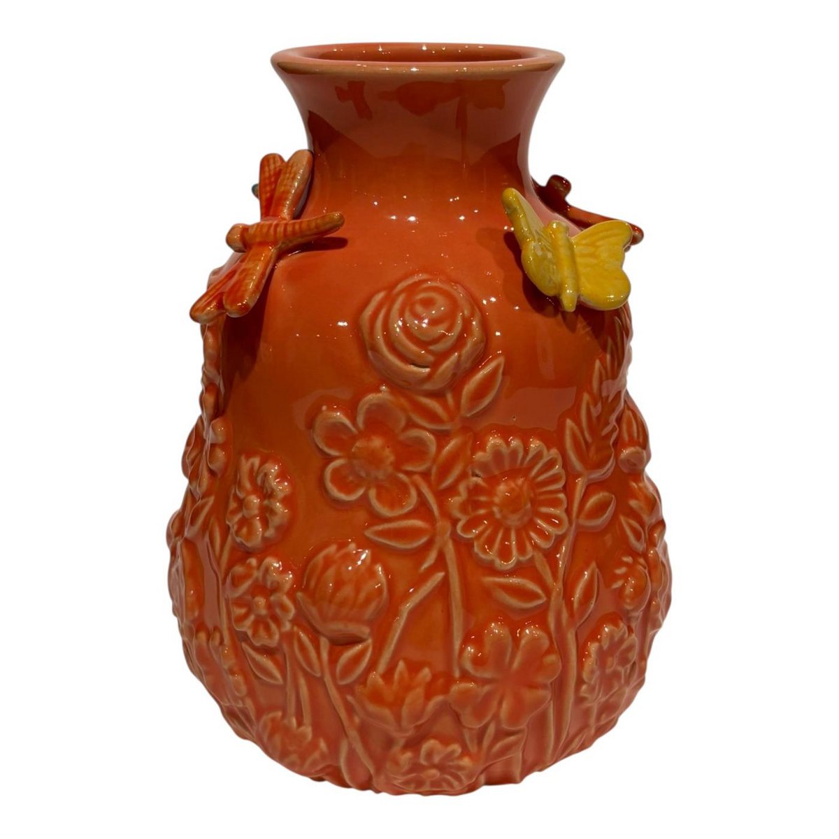 Vase with butterflies cinnamon-brown 14xH18cm