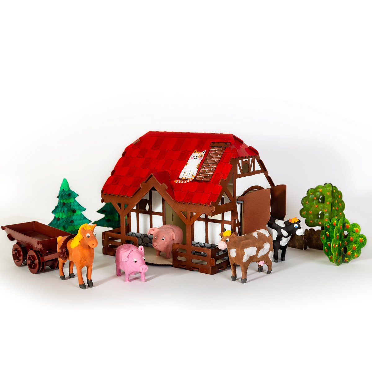 House Farm 3 D constructeur en carton, 5+, DIY, cadeau pour enfants, ensemble de coloriage