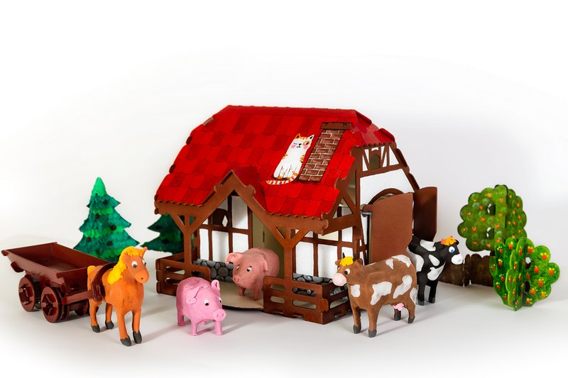 Casa Granja Constructora de cartón 3D, 5+, bricolaje, regalo para niños, set para colorear