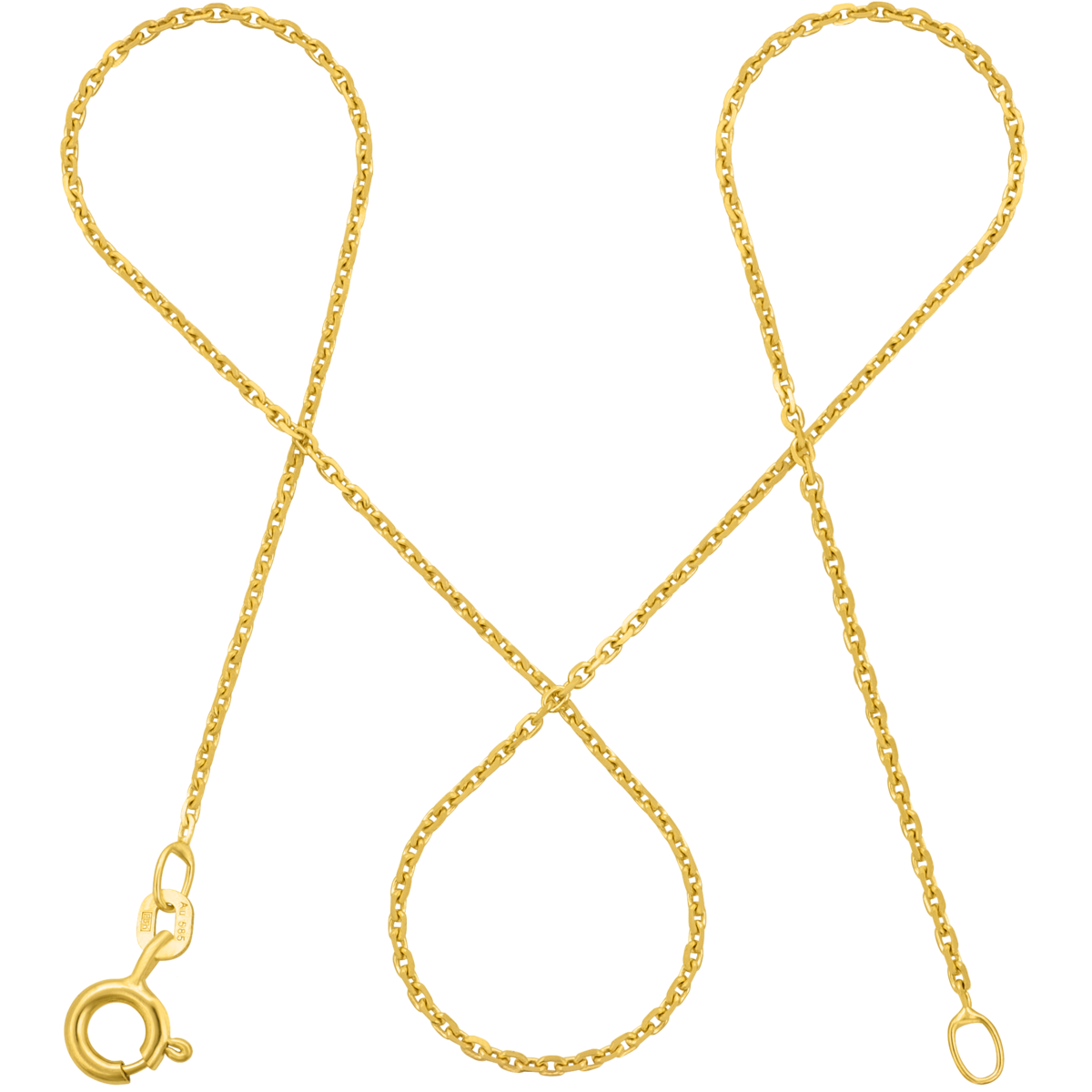 Anchor chain DELICATE thin 14k real gold diamond-plated