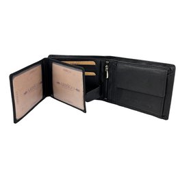 Wallet men's black rfid anti skim real leather