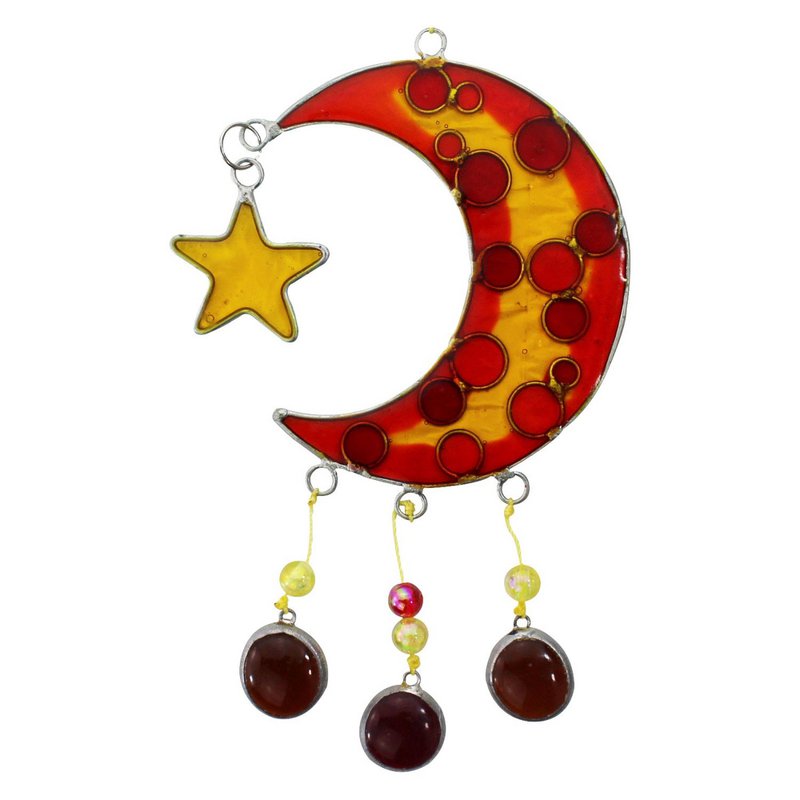 Window decoration moon mobile red orange