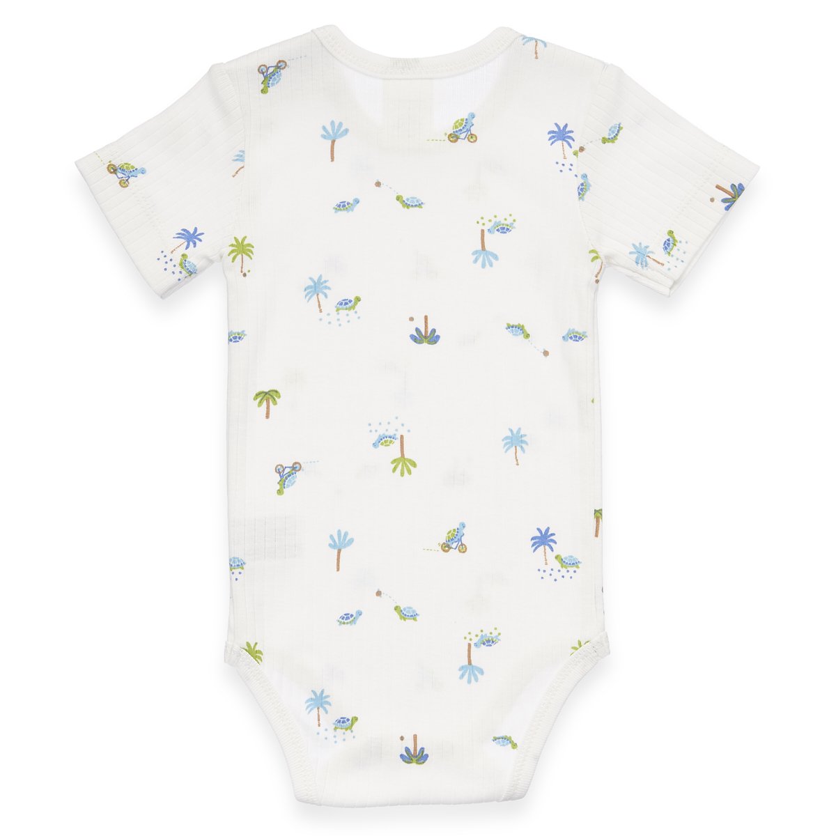 Baby lichaam kort -arm - schildpadden en palmbomen AOP, dropnaald - Offwhite