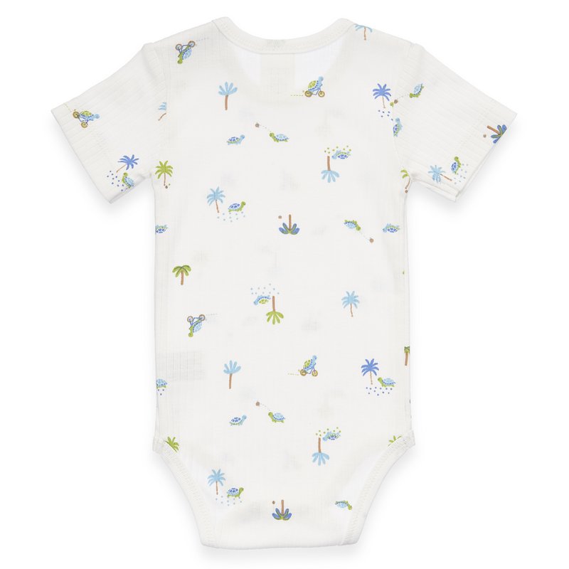 Baby lichaam kort -arm - schildpadden en palmbomen AOP, dropnaald - Offwhite