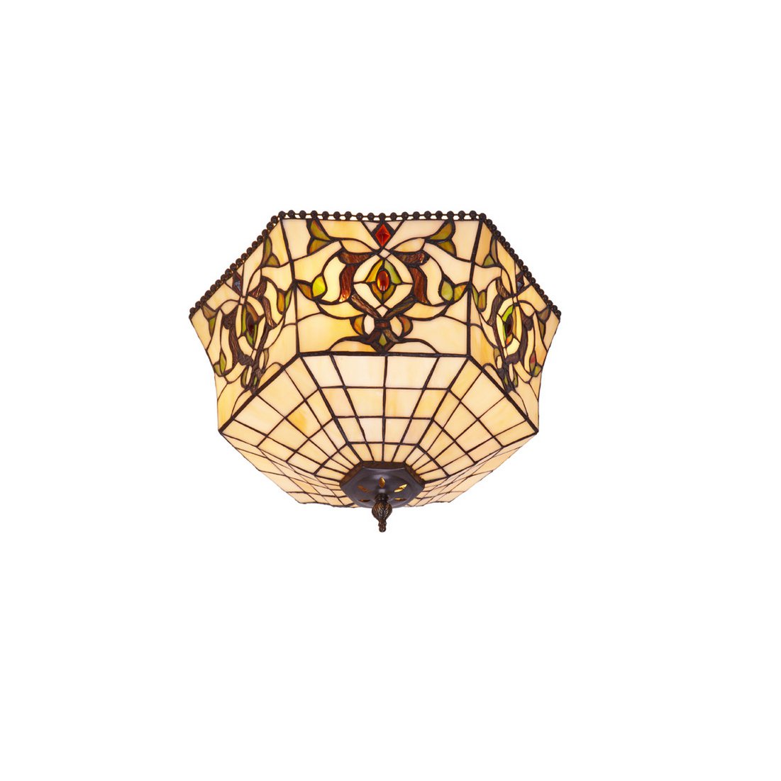 Plafón de techo con pantalla Tiffany diámetro 40cm Serie Hexa LG242200