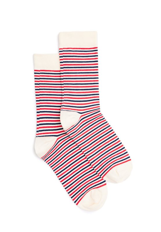 Organic striped socks - socks with red and blue stripes