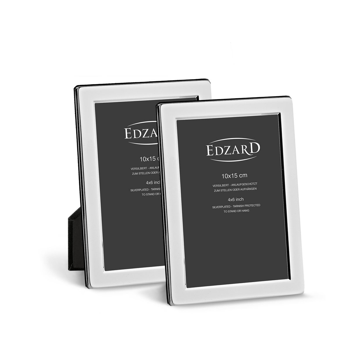 EDZARD set of 2 photo frames Salerno for photo 10 x 15 cm, noble silver-plated, tarnish-proof