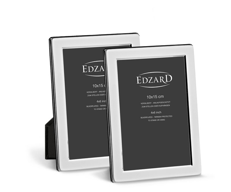 EDZARD set of 2 photo frames Salerno for photo 10 x 15 cm, noble silver-plated, tarnish-proof