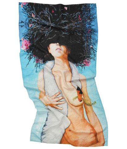 Linen beach towel Saving The Swan - Algis Kriščiūnas