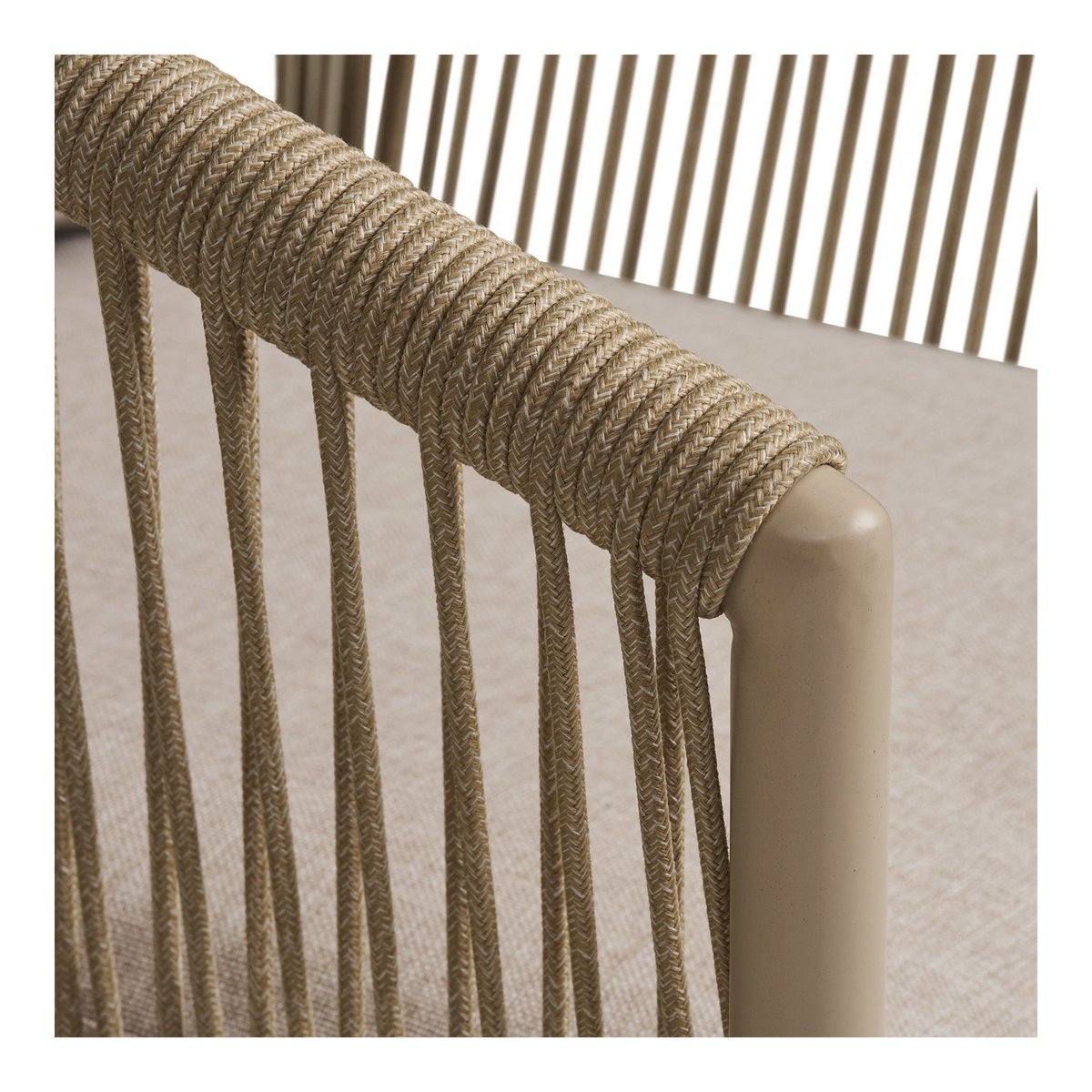 Salerno Krzesło do jadalni, aluminium/poliester, piasek, w komplecie. Poduszka - zestaw 4 szt