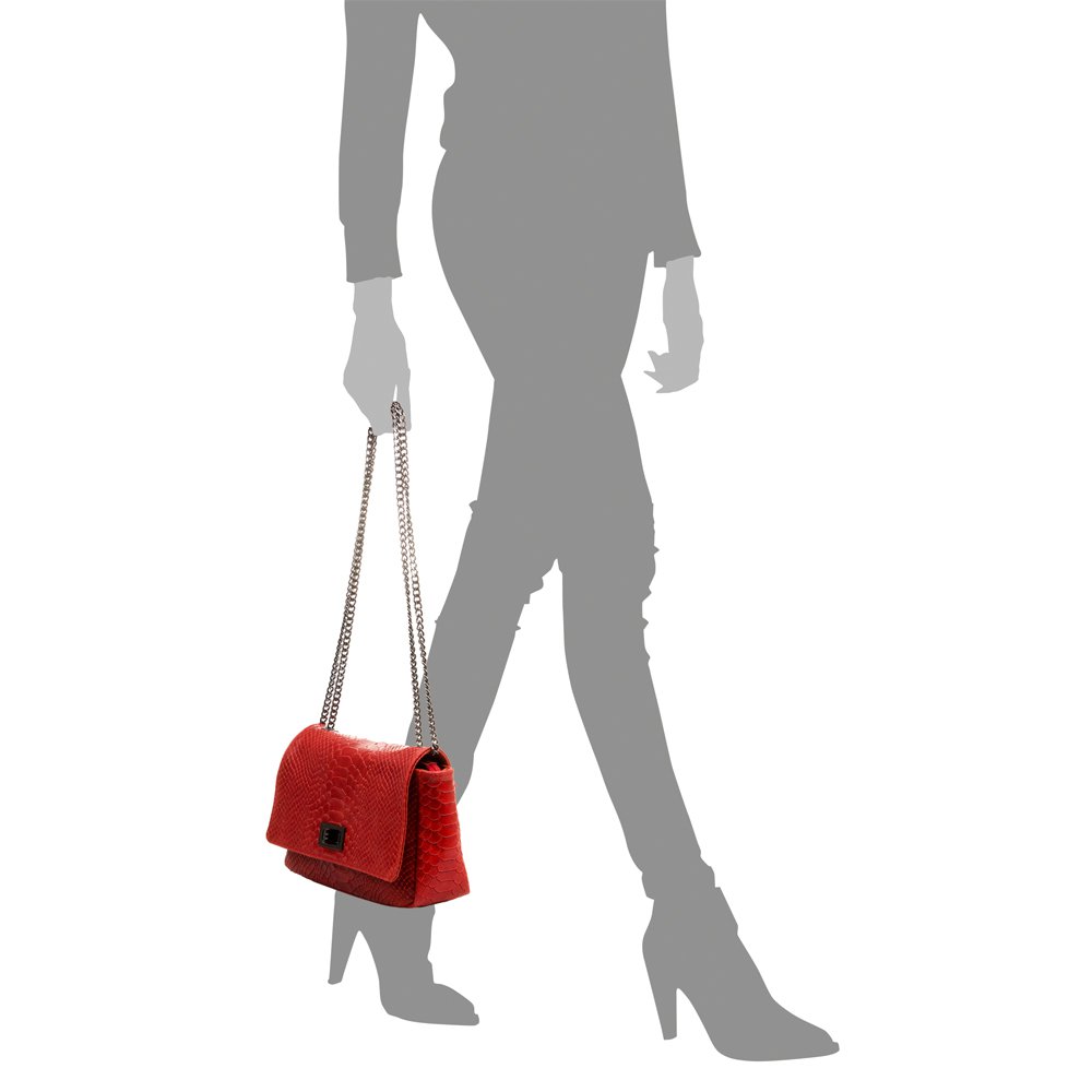 Florence Artegiani. Dalida Women's shoulder bag. Genuine Leather Suede Engraving Snake