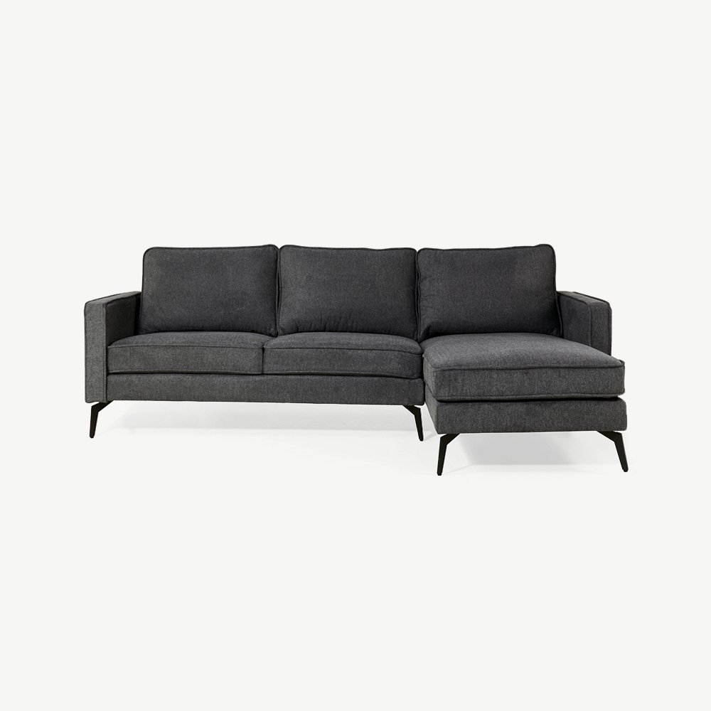 Bento-Ecksofa, anthrazitfarbenes Leinen