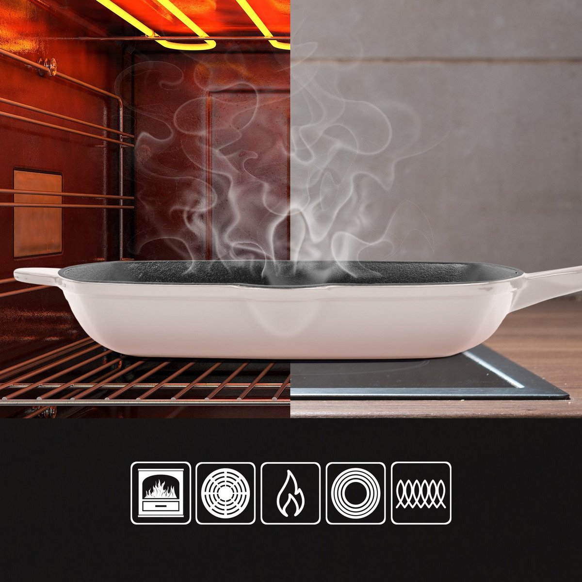 Cast Iron Grill Pan - Rose - 27cm