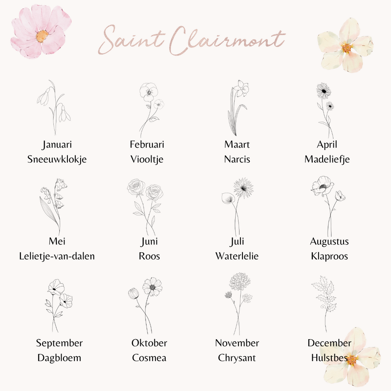 Bracelet Fleur de Naissance - Argent (peut être commandé par mois)