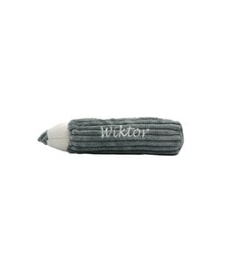 Peppermint - corduroy pencil case in the shape of a crayon with the child's name on it