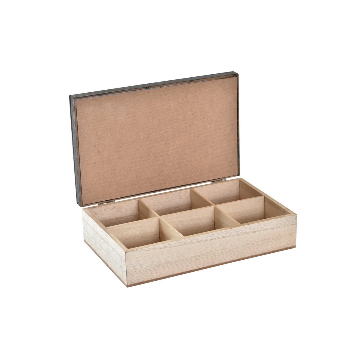 CAJA MADERA 24X15X6 CAFE VICHY VERDE MENTA PC196448