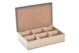 CAJA MADERA 24X15X6 CAFE VICHY VERDE MENTA PC196448