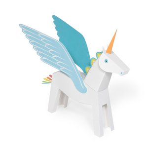 Weißes und blaues Pegacorn-Papierspielzeug