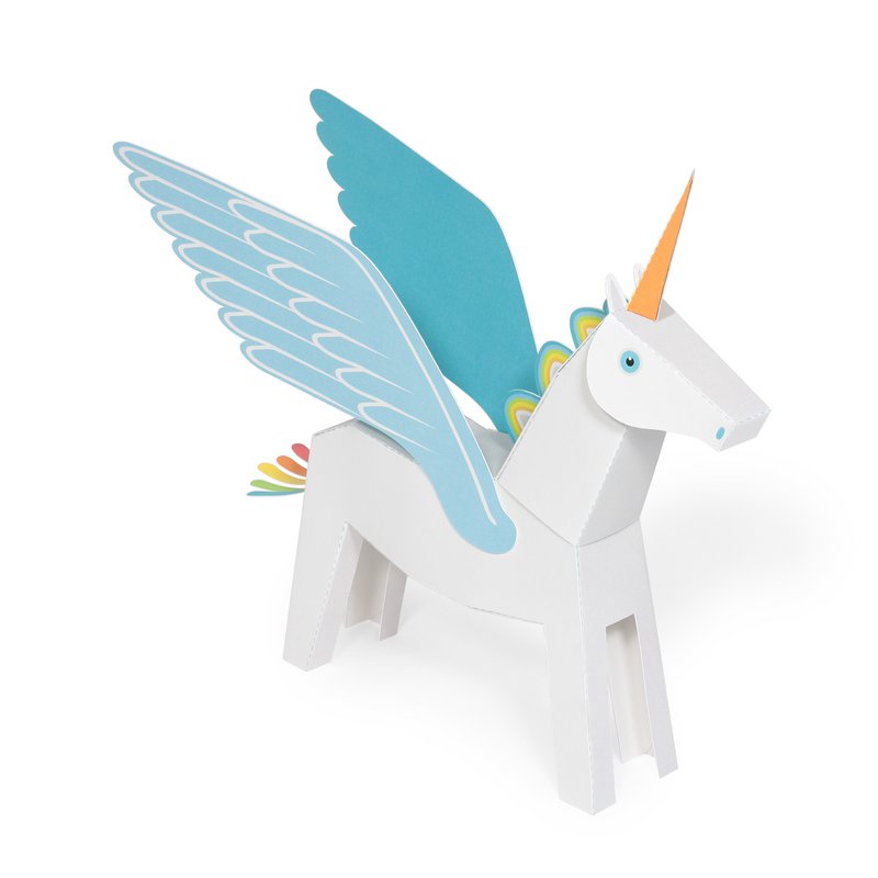 White & Blue Pegacorn Paper Toy