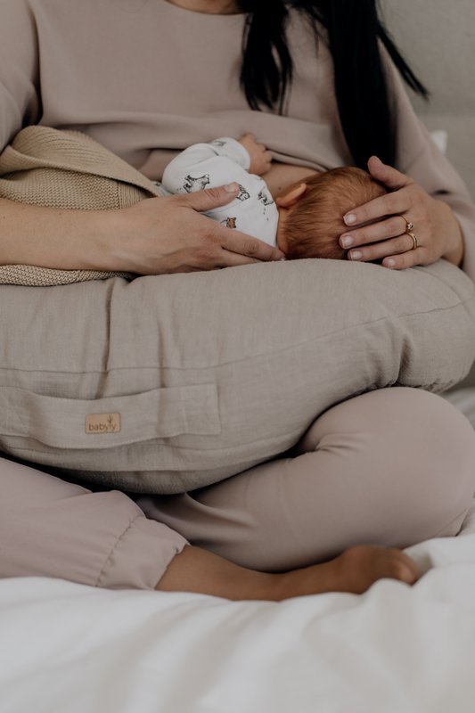 Ammepude i hør - 6 FARVER , ammepude, ammepude i hør, u-formet pude, hjælper til mor og baby, ammepude i hør