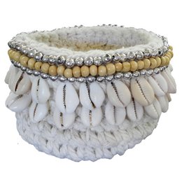 Panier Lenny blanc, beige en crochet