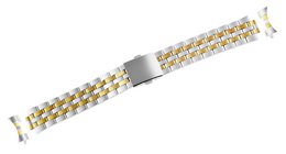 Bracelet de montre en acier inoxydable avec boucle déployante, bicolore, 12 mm