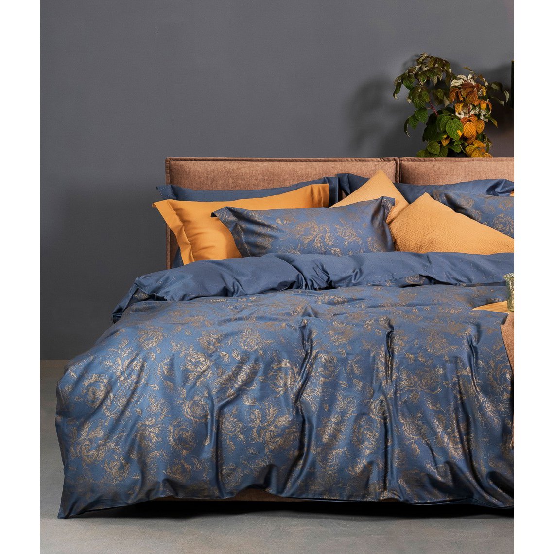 Satin-Bettwäsche-Set Rose Line Silver Blue/Chess IQ Silver Blue