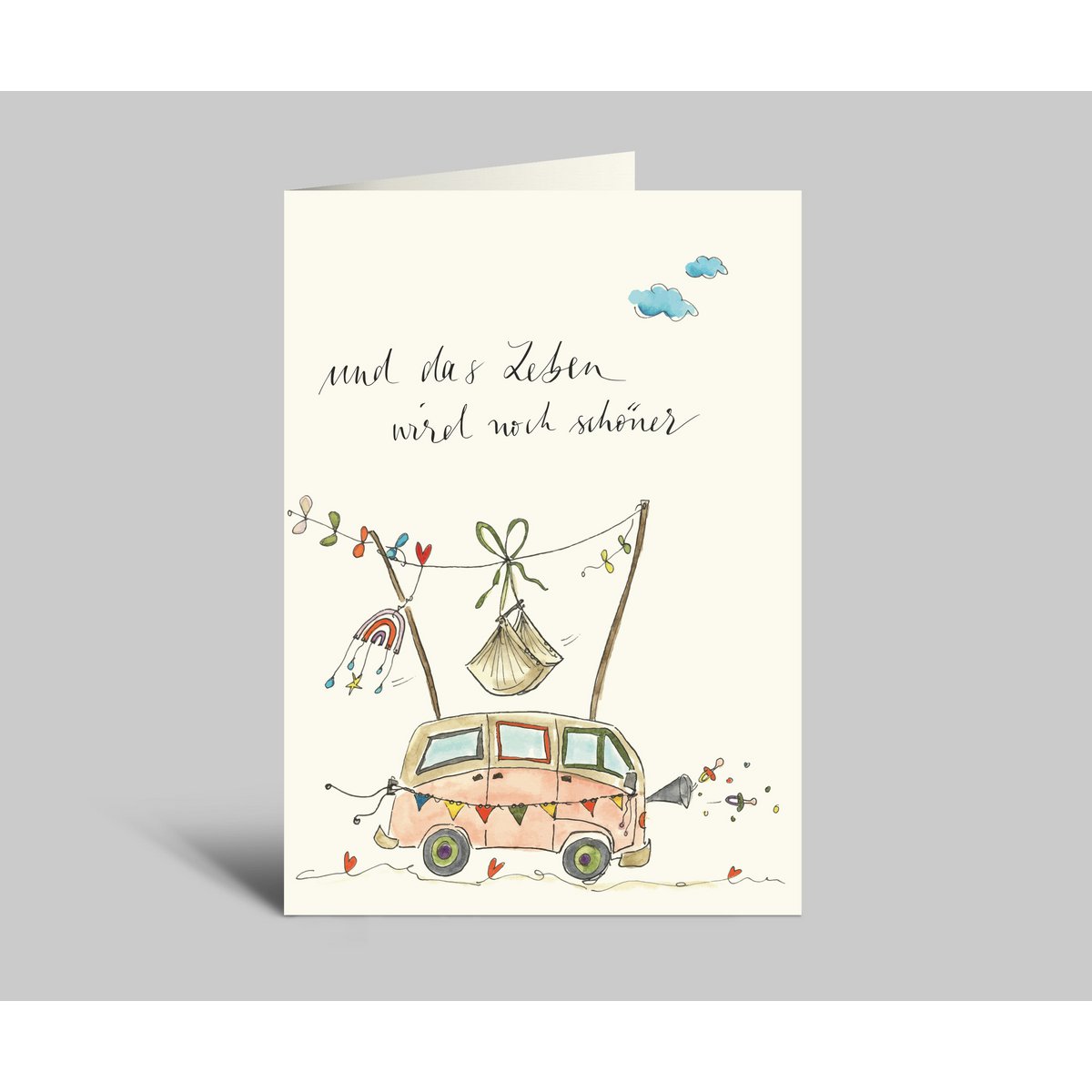 Birth card | And life becomes even more beautiful | Bulli card for the birth + envelope | New version