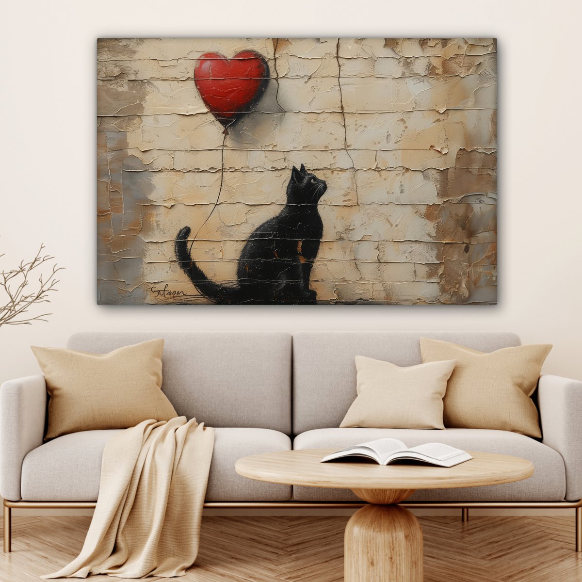 Leinwand Malerei - Wanddekoration Katze - Graffiti - Ballon - Street Art - Zusammenfassung - Wanddekoration Wohnzimmer - Raumdekoration modern - abstrakte Gemälde