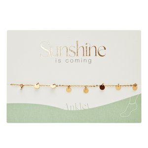 Fußkettchen – „Sunshine iscoming“ – vergoldete Plättchen