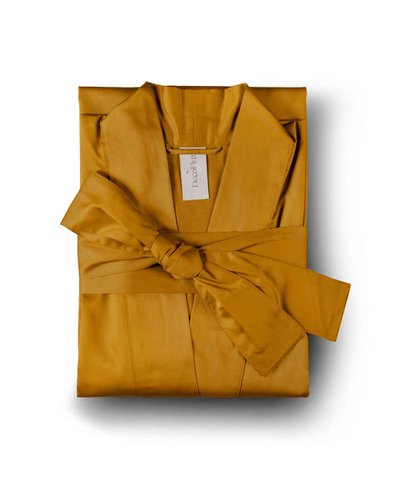 Sateen kimono bathrobe Solid Antique Gold