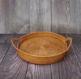 Pulau Rond Rotan Dienblad Lichtgewicht met handvat
