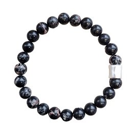 Men's bracelet Black Sea Sediment 8 mm with matte silver bead