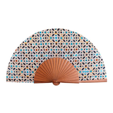 Islamitische geometrie Silk & Wood Hand Fan