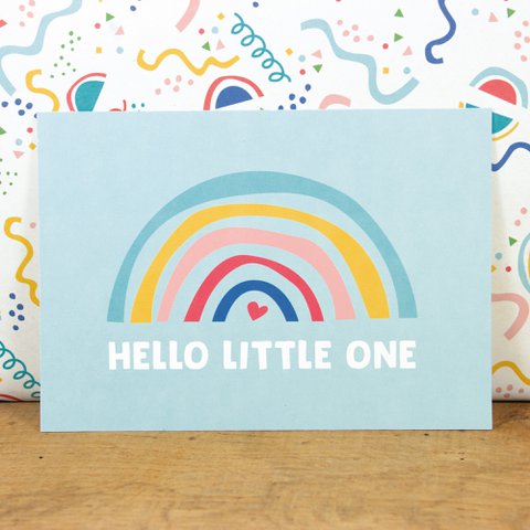 Postkaart "Hallo Little One" (blauw) gemaakt van gerecycled papier