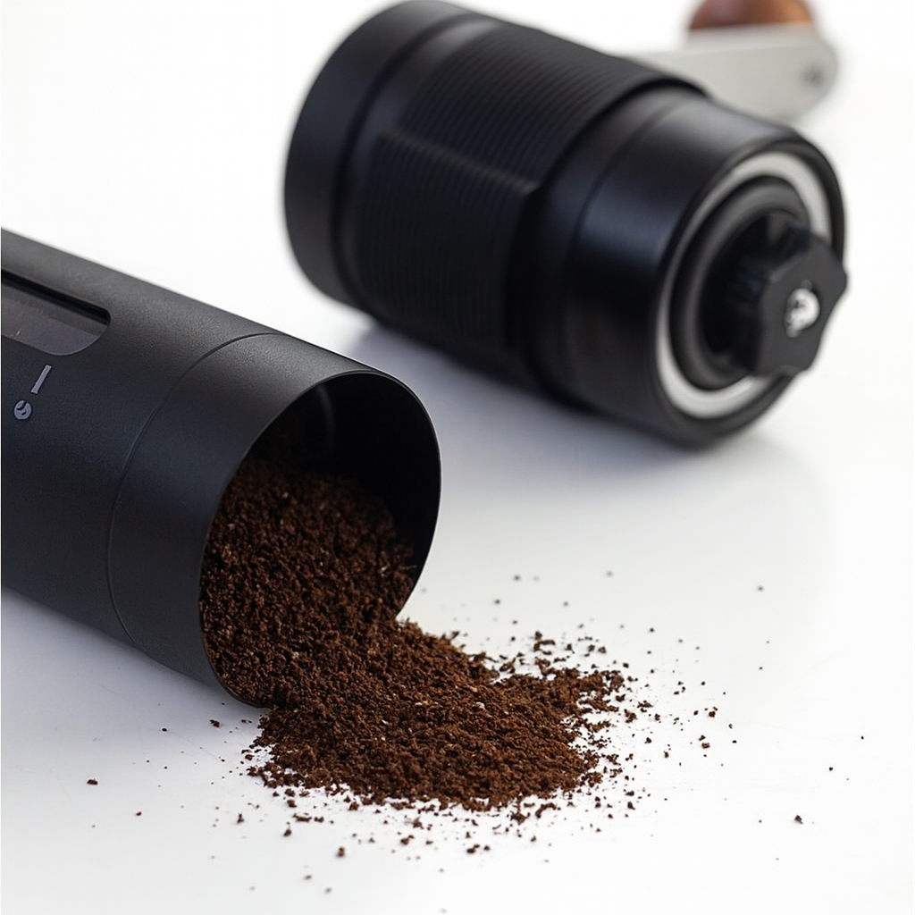 Molinillo de café manualmente con molienda de cerámica sin escalón - molinillo de café manual compacto (negro)