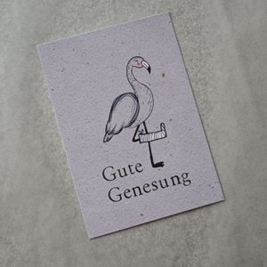 Kleine Karte "Gute Genesung" mit Illustration Flamingo