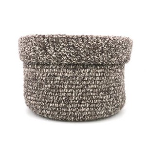 Luna-Leena wool basket grey melange H18cm - hand crochet in Nepal