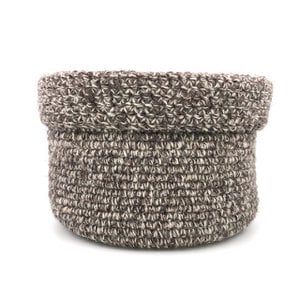 Luna-Leena wool basket grey melange H18cm - hand crochet in Nepal