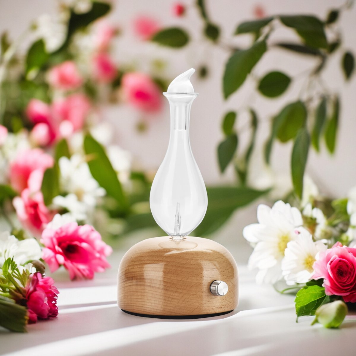 Nebulization diffuser - Aurora - wood and FSC glass - Sober and modern design - Timer function - Dimmer button - Decoration gift idea