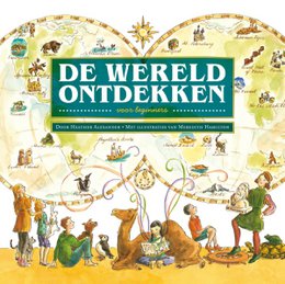 A colorful illustrated book cover depicting a world map with various scenes and characters, suitable for children learning about the world.