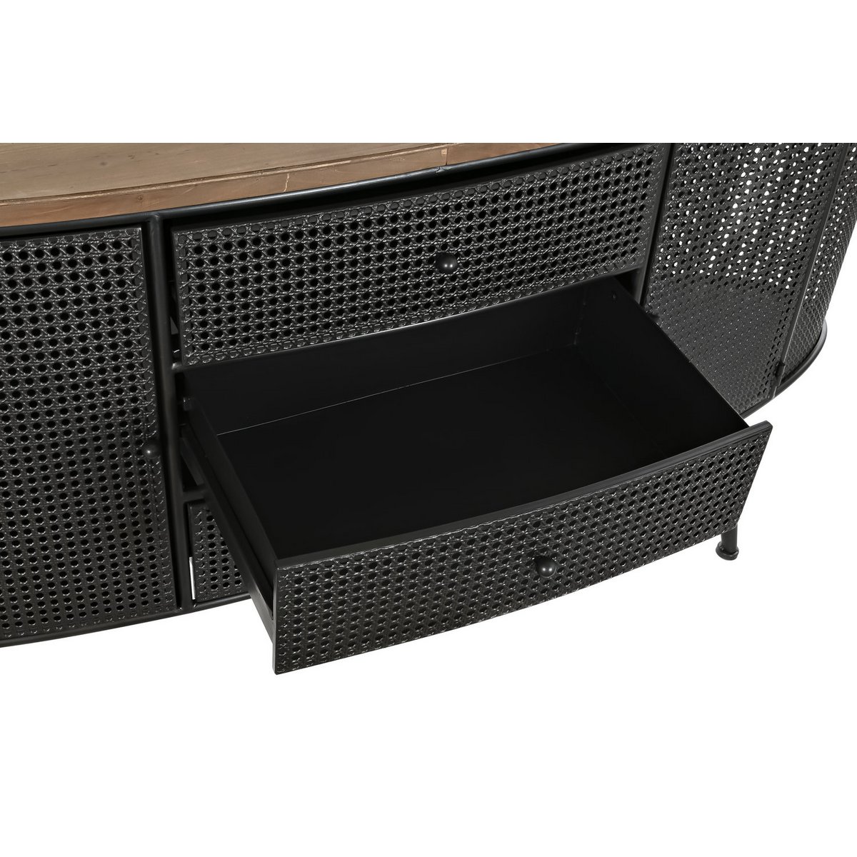 BUFFET ABETO METAL 145,5X45X76 BOTELLERO NEGRO MB200586