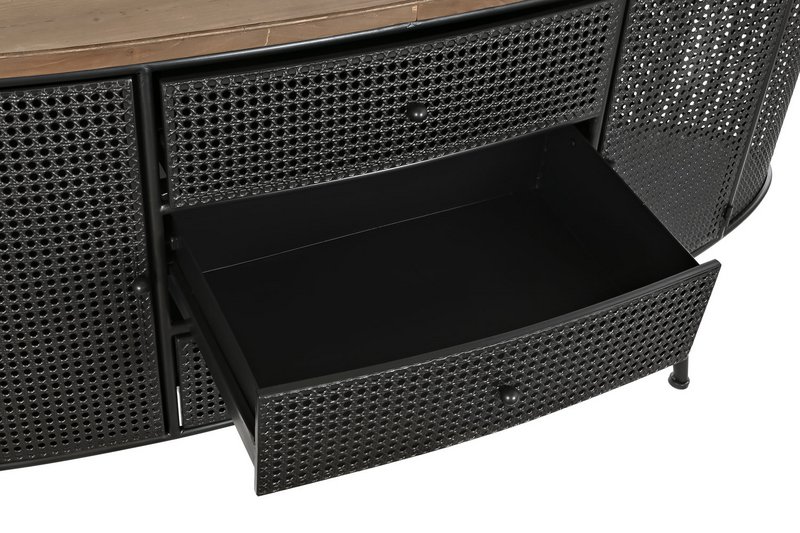 BUFFET FIR METAL 145,5X45X76 SORT FLASKESTOL MB200586