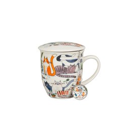 DUO CATS Mug + Infuser with Tag, 400ml, LAZY CATS, giftbox