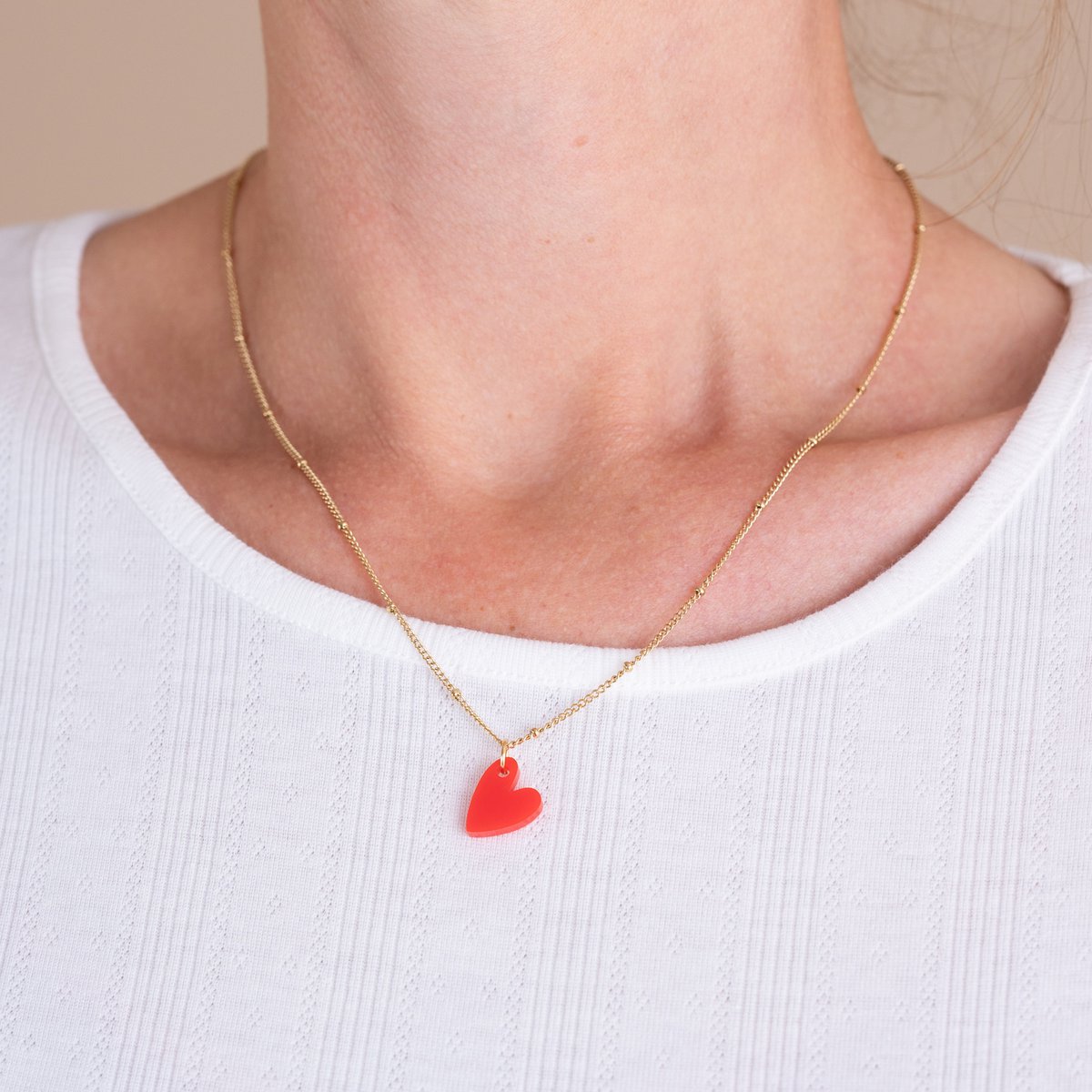 Colgantes Ketting Lume | Corazón Rojo Oro